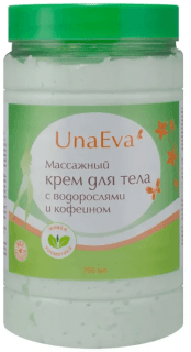 Массажный крем с кофеином и водорослями Unaeva 750 мл Массажный крем с кофеином и водорослями Unaeva 750 мл